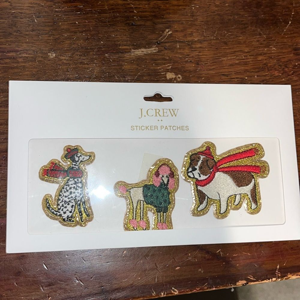 J Crew Stickers Patches Dalmatian French Pink Poodle Bulldog w/Scarf Dog Doggy